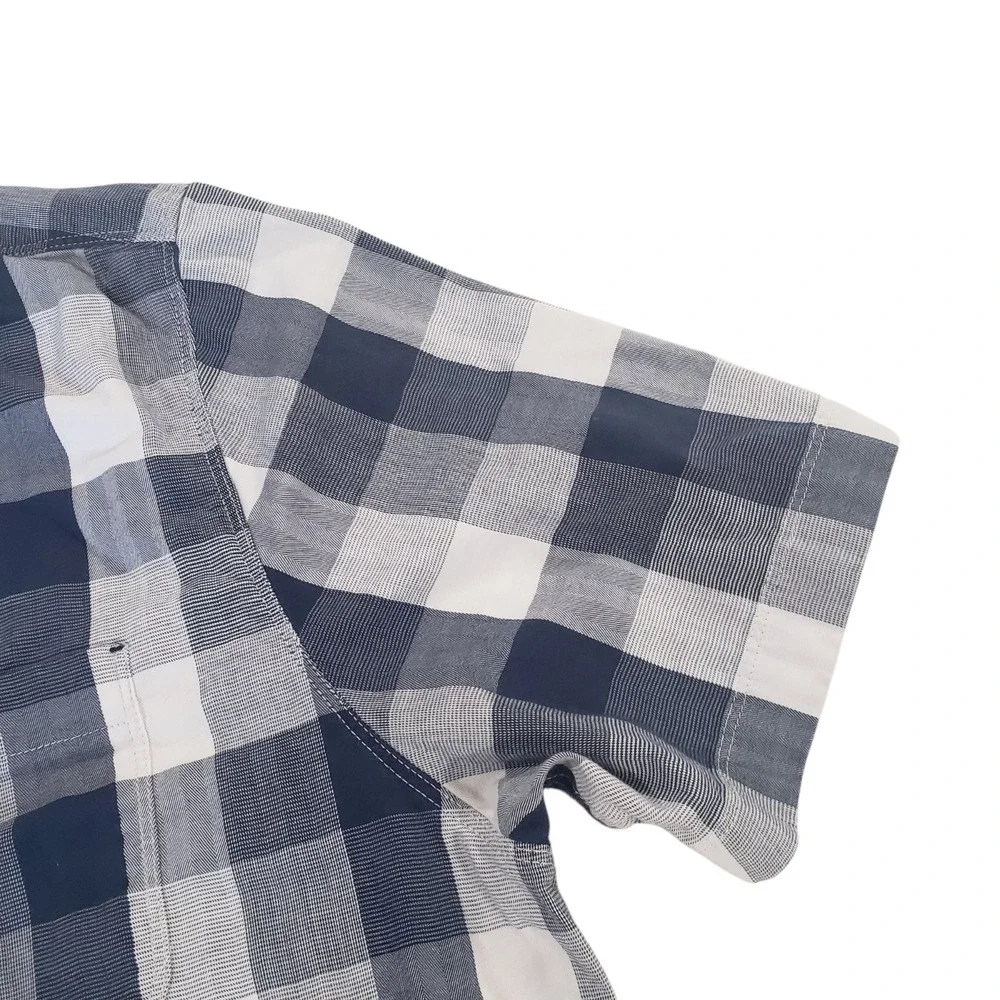 The North Face Button Up Shirt Mens Navy Blue White XL Plaid Chest Pocket Casual